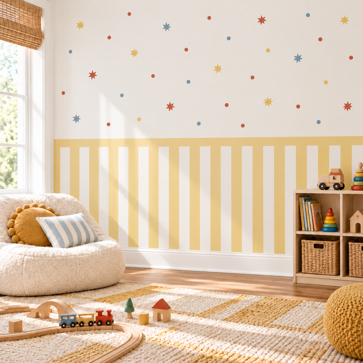 Stripe Peel and Stick Half Wall Wallpaper | Butter Yellow