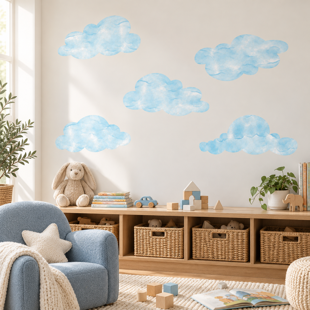 Big Clouds Sky Fabric Wall Decals