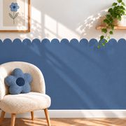Scalloped Peel and Stick Navy Half Wall Wallpaper