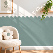 Scalloped Peel and Stick Eucalyptus Half Wall Wallpaper