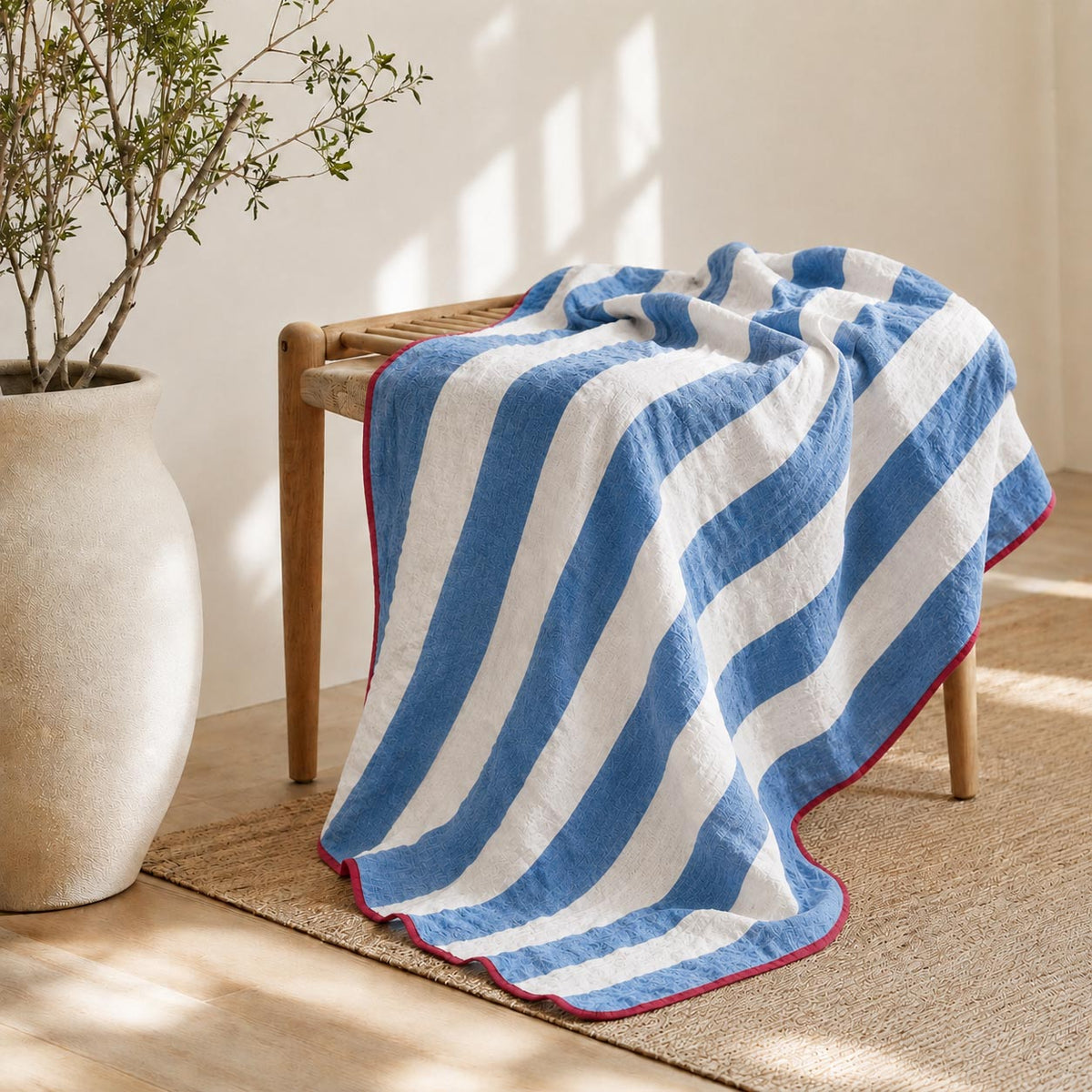 Ocean Striped Cotton Muslin Wrap