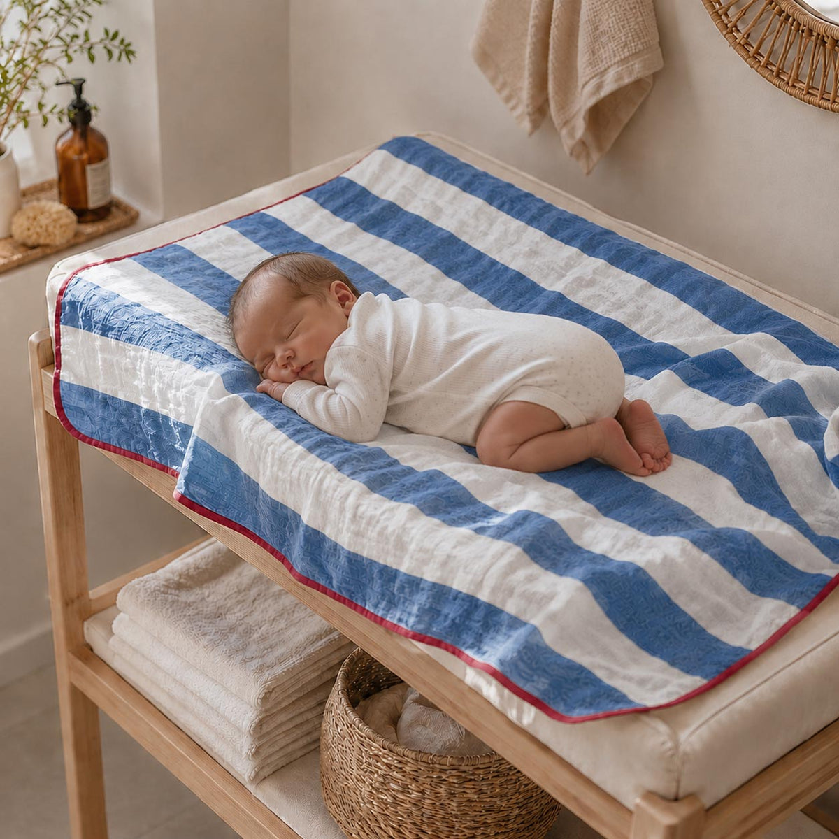 Ocean Striped Cotton Muslin Wrap product image 5 by Dos Junior