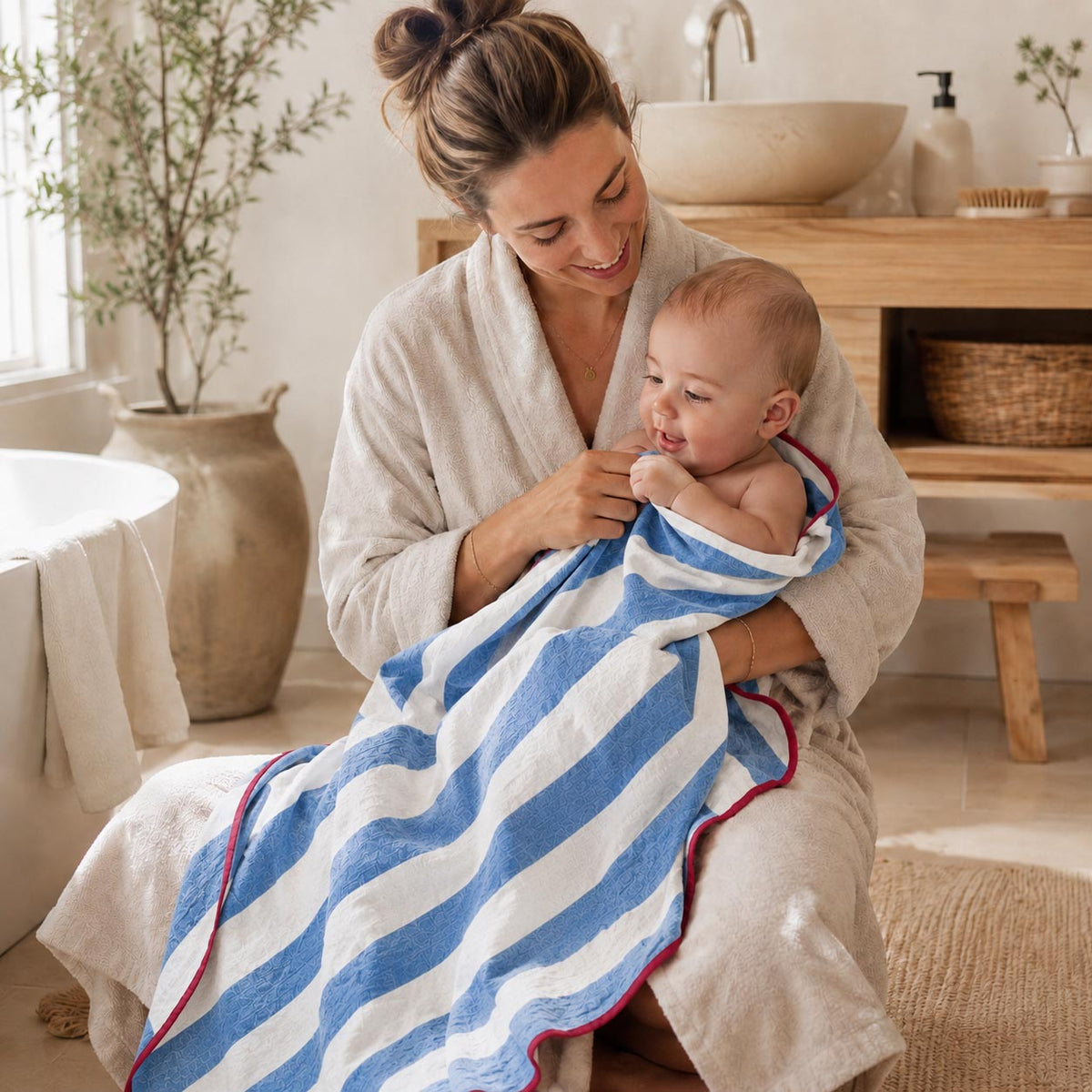 Ocean Striped Cotton Muslin Wrap product image 6 by Dos Junior