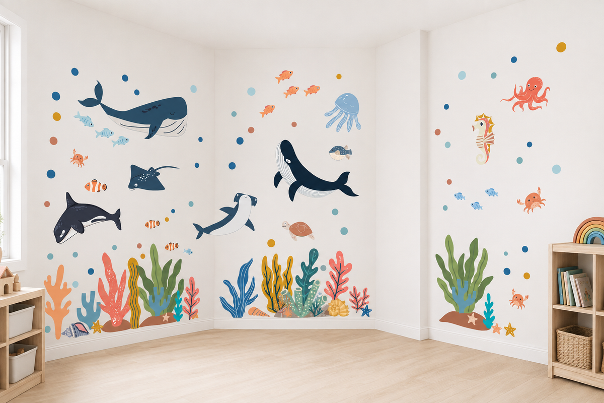 Ocean Animals Fabric Wall Decal