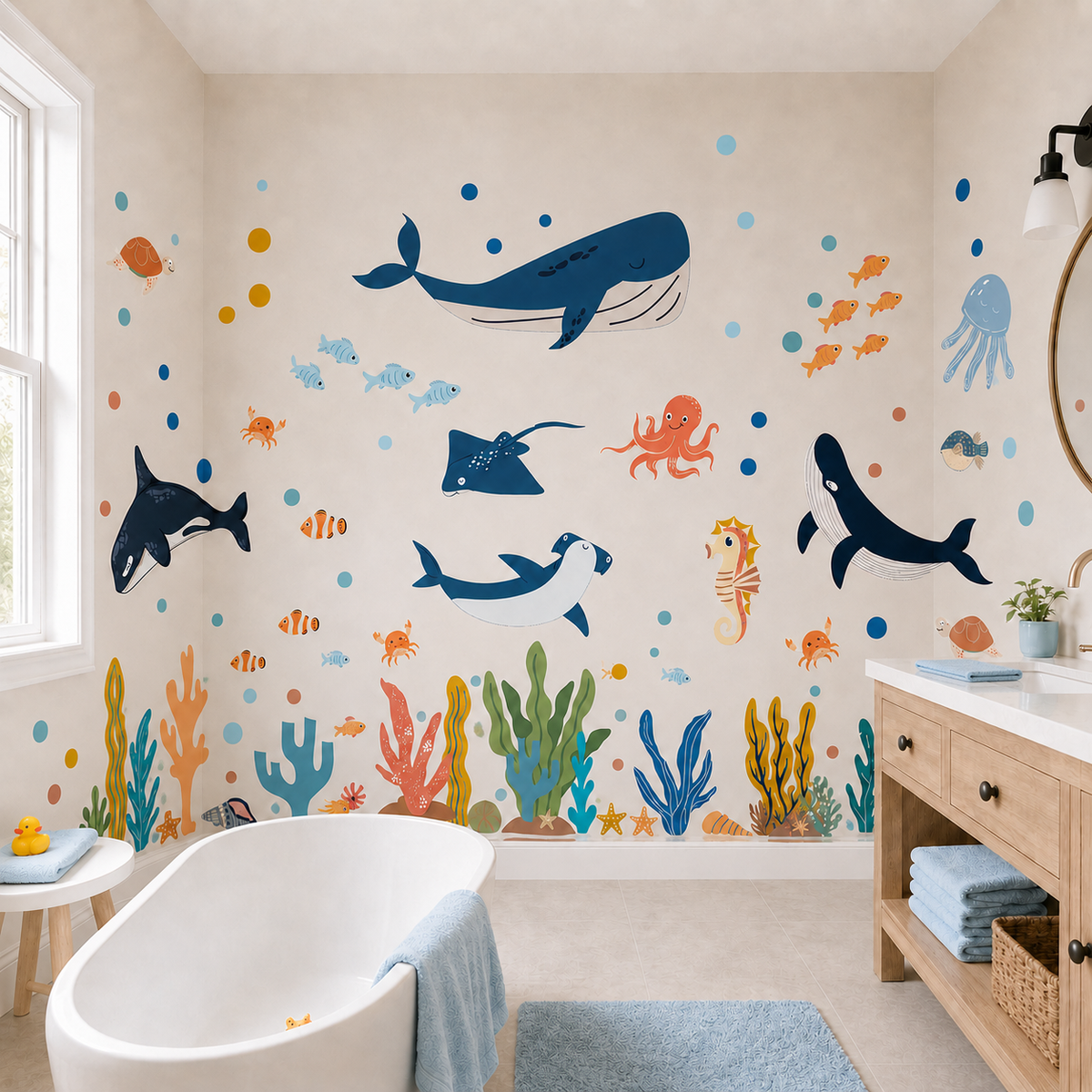 Ocean Animals Fabric Wall Decal