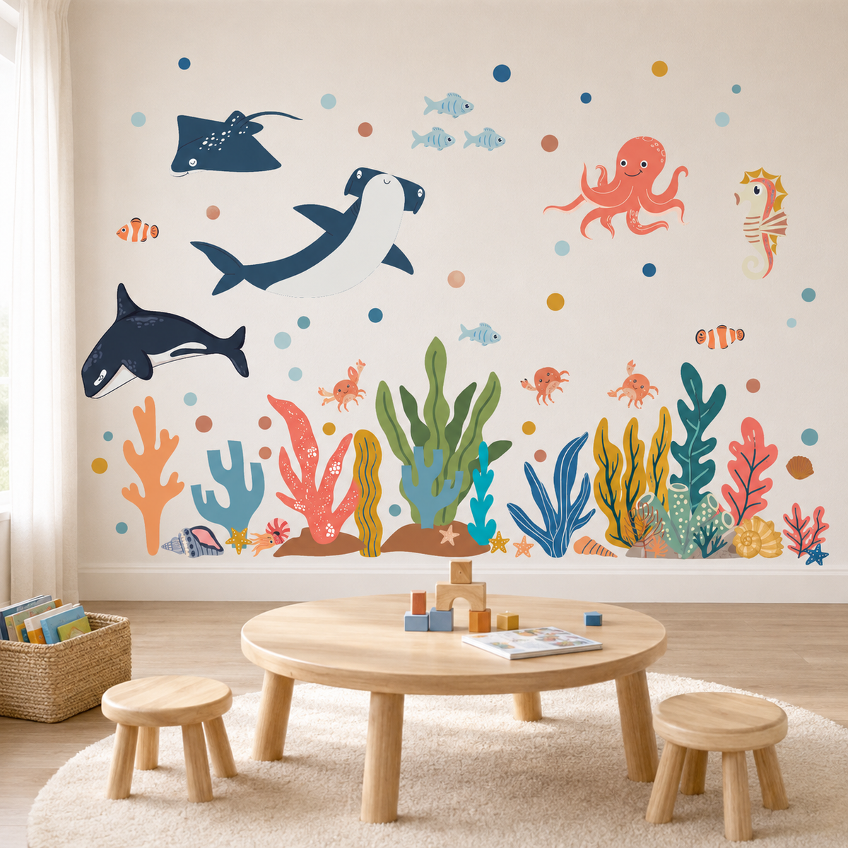 Ocean Animals Fabric Wall Decal