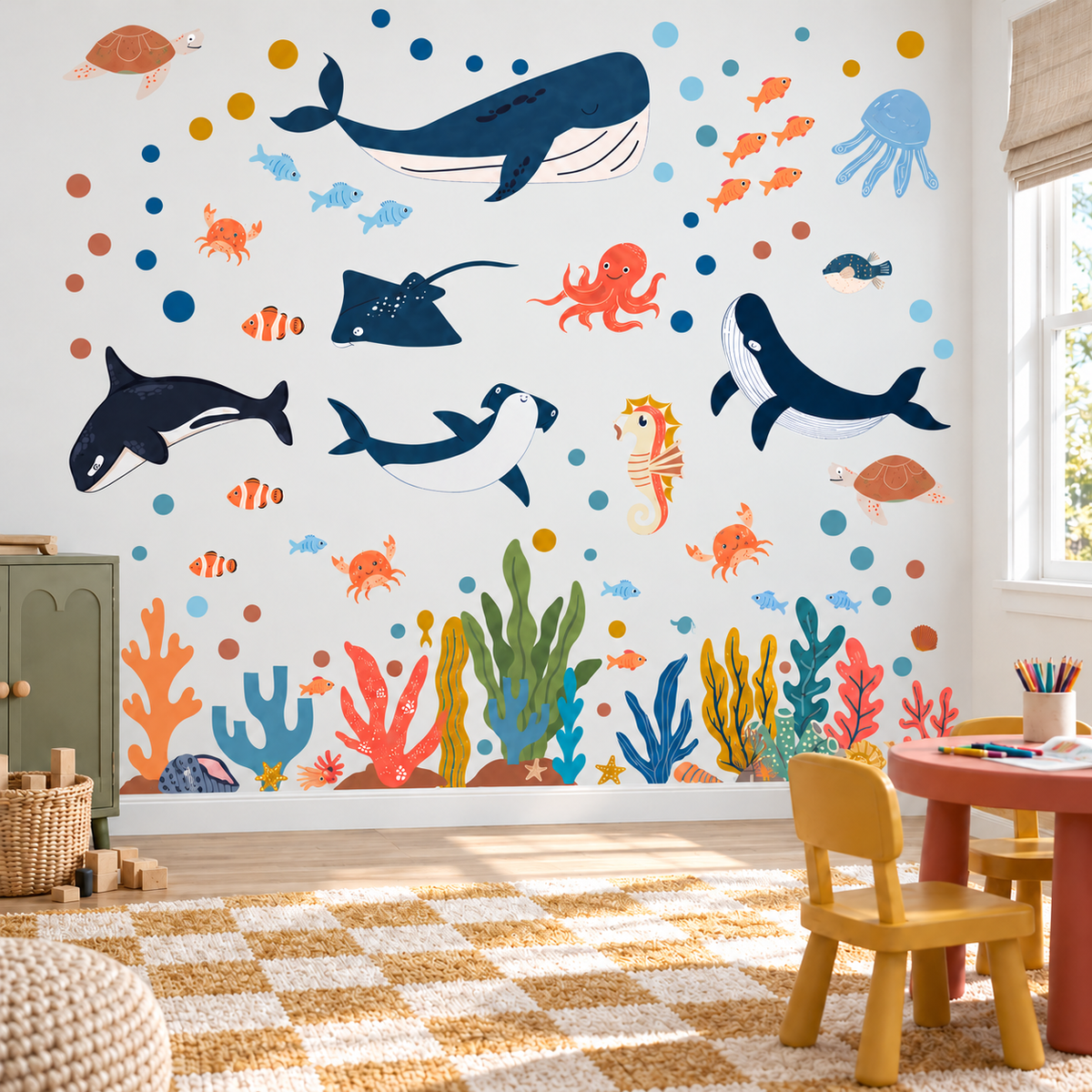 Ocean Animals Fabric Wall Decal