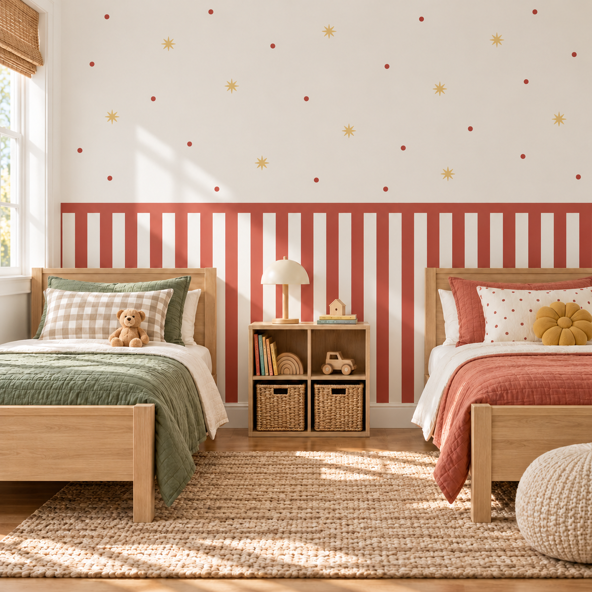 Stripe Peel and Stick Half Wall Wallpaper | Circus Red