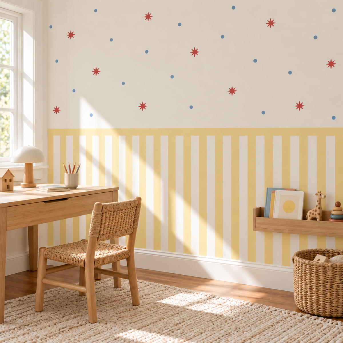 Stripe Peel and Stick Half Wall Wallpaper | Butter Yellow