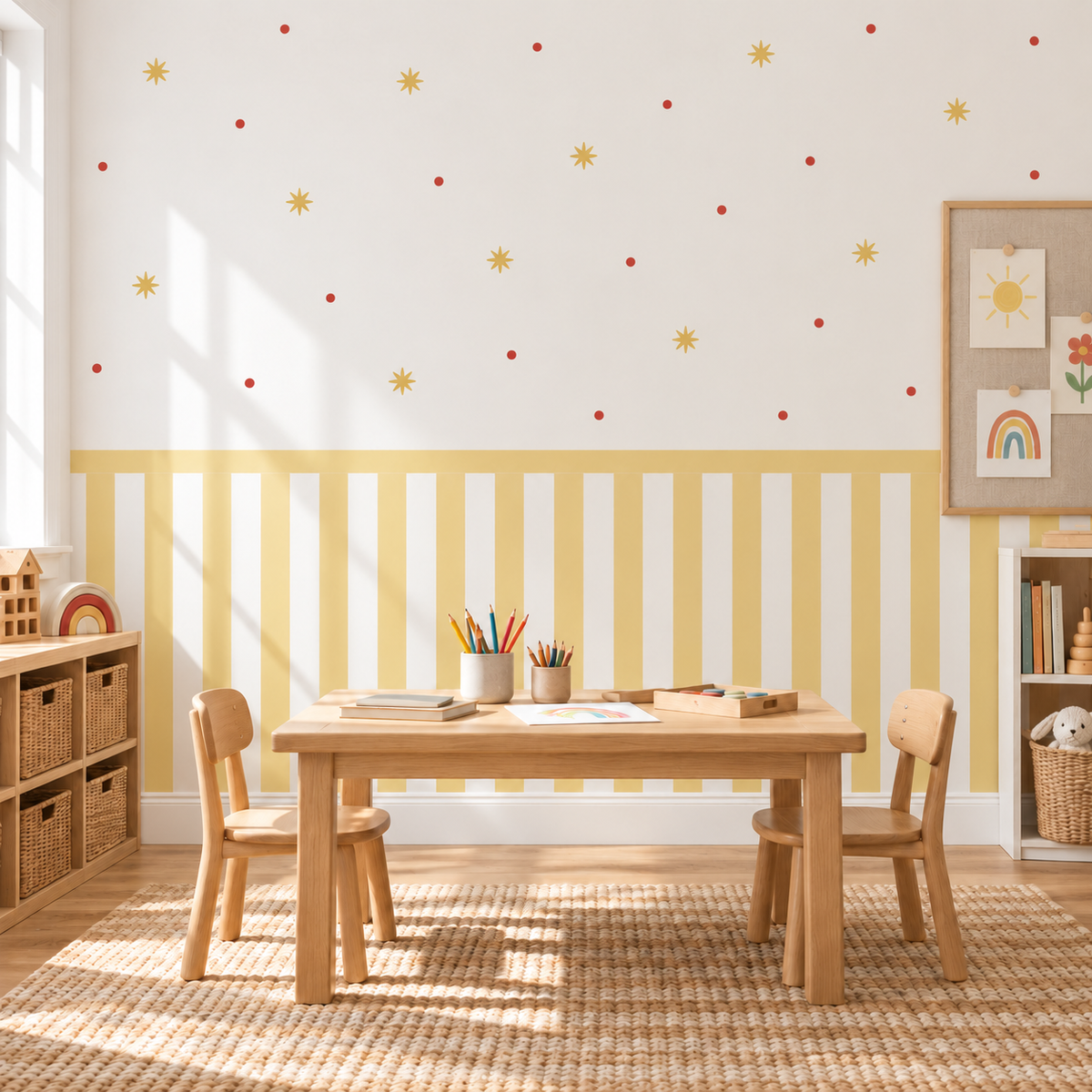 Stripe Peel and Stick Half Wall Wallpaper | Butter Yellow