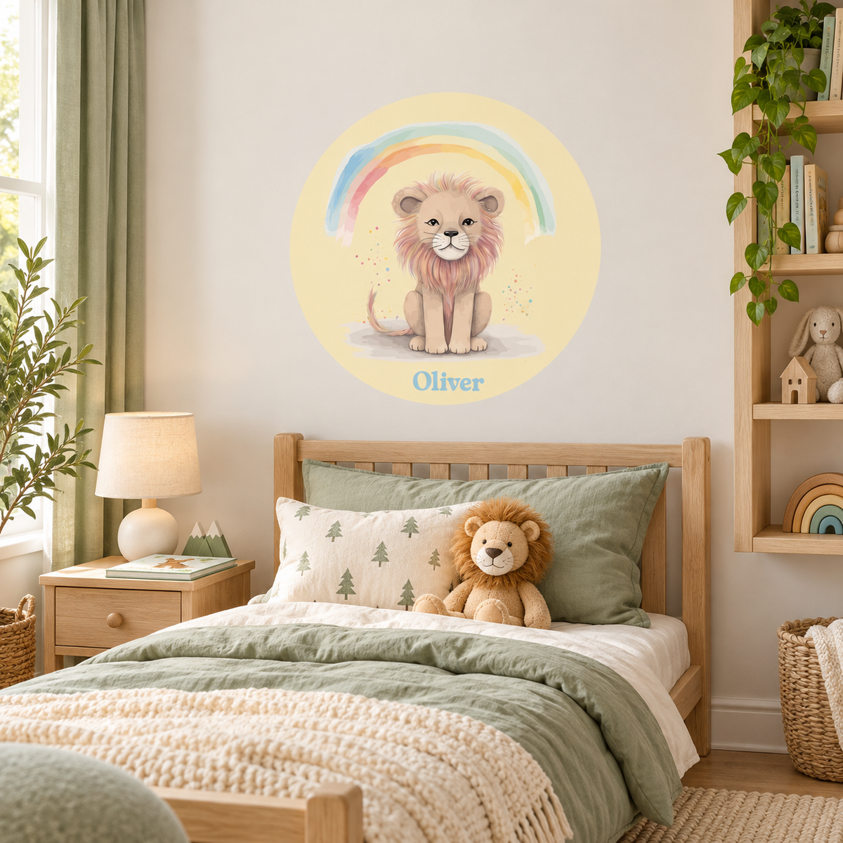 Personalized Round Lion Fabric Wall Decal