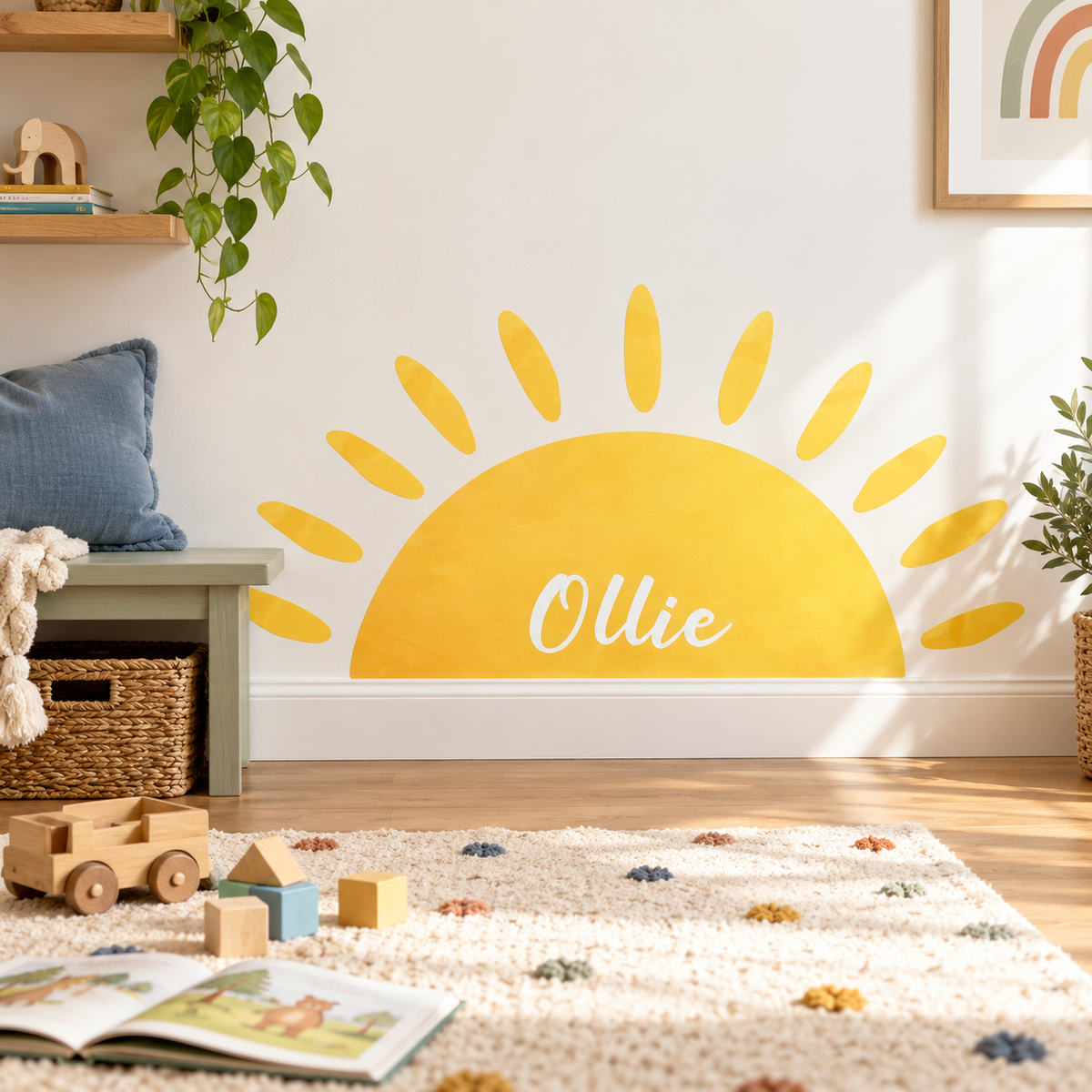 Personalized Half Sun Fabric Wall Decal