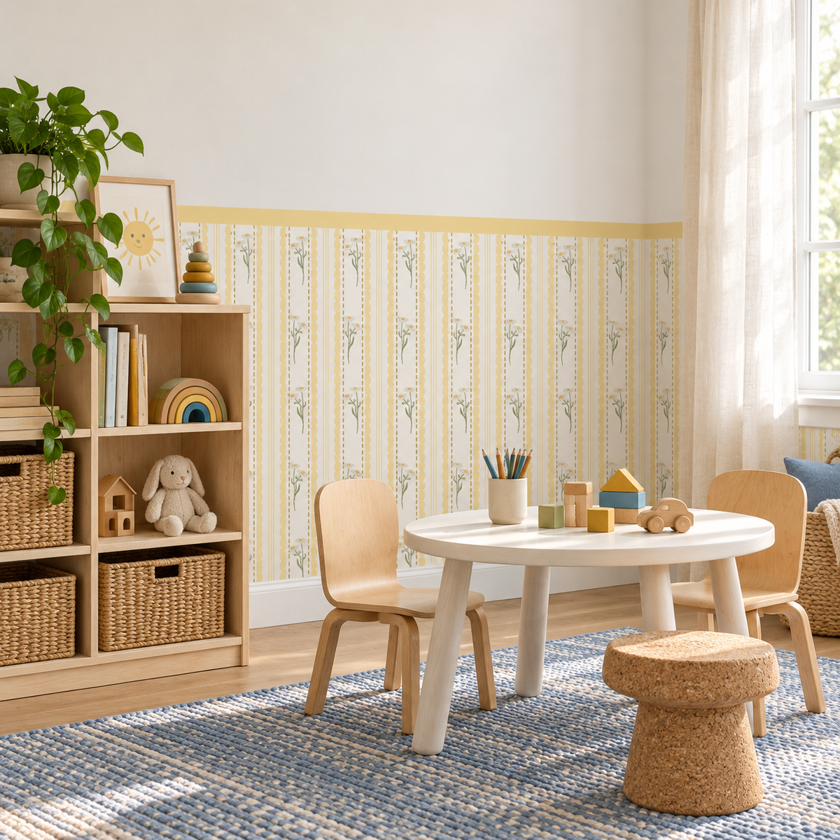 Daisy Peel and Stick Yellow Half Wall Wallpaper
