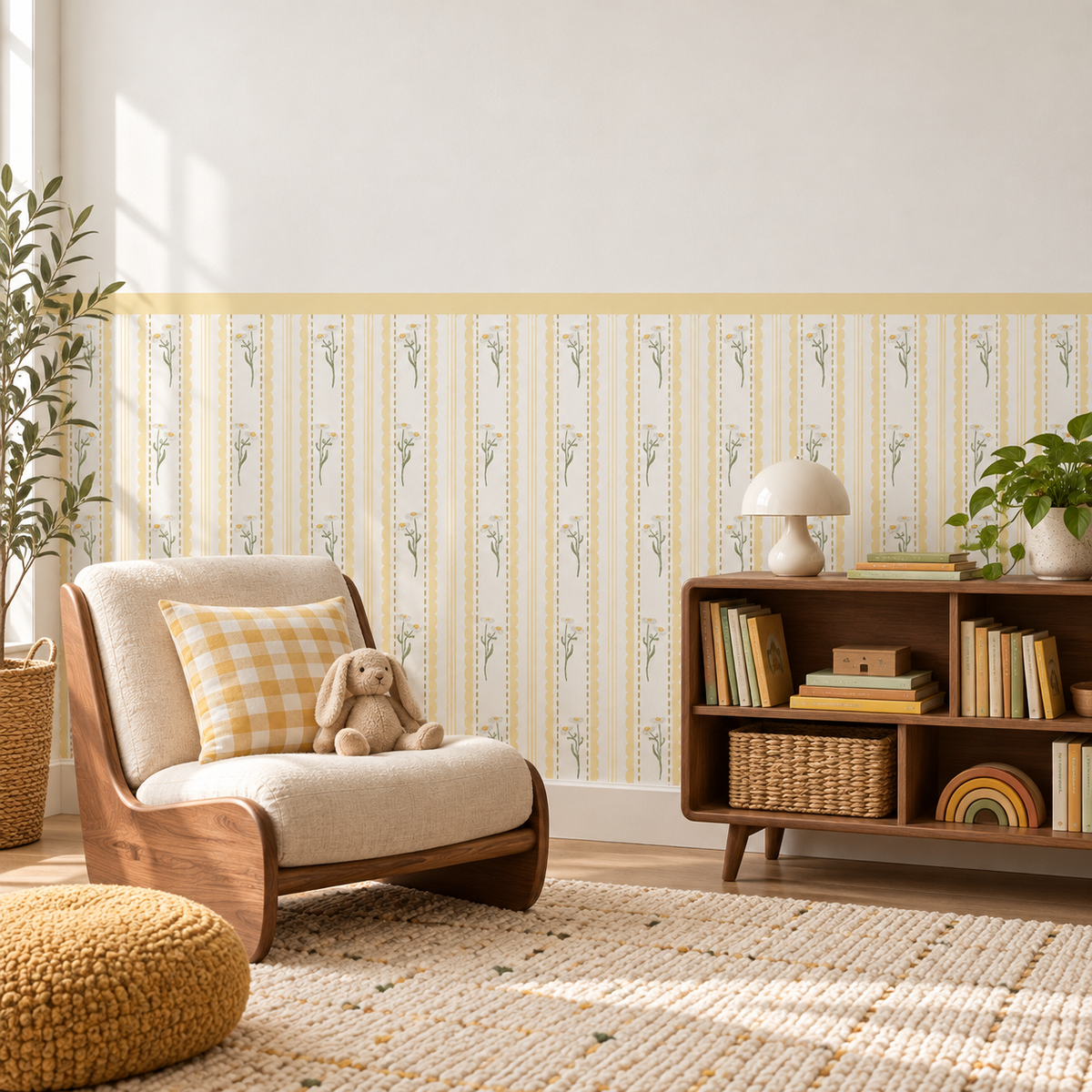Daisy Peel and Stick Yellow Half Wall Wallpaper