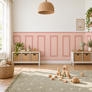 Traditional Peel and Stick Pink Half Wall Wallpaper