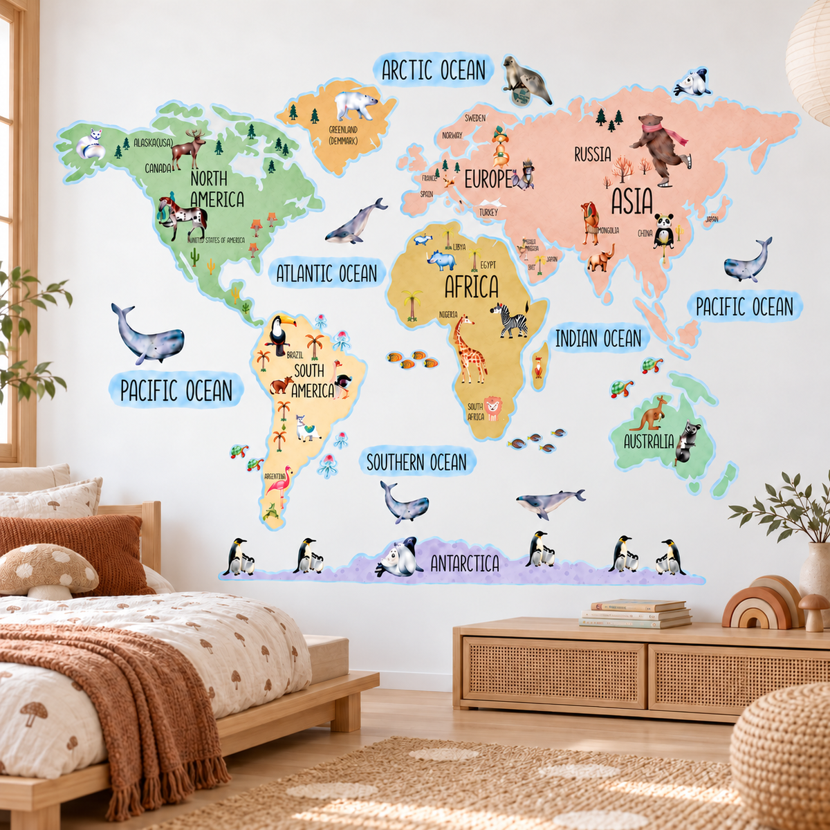 Love World Map Fabric Wall Decal
