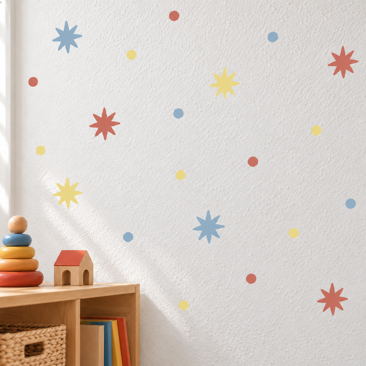 Star and Polka Dot Peel and Stick Fabric Wall Decals