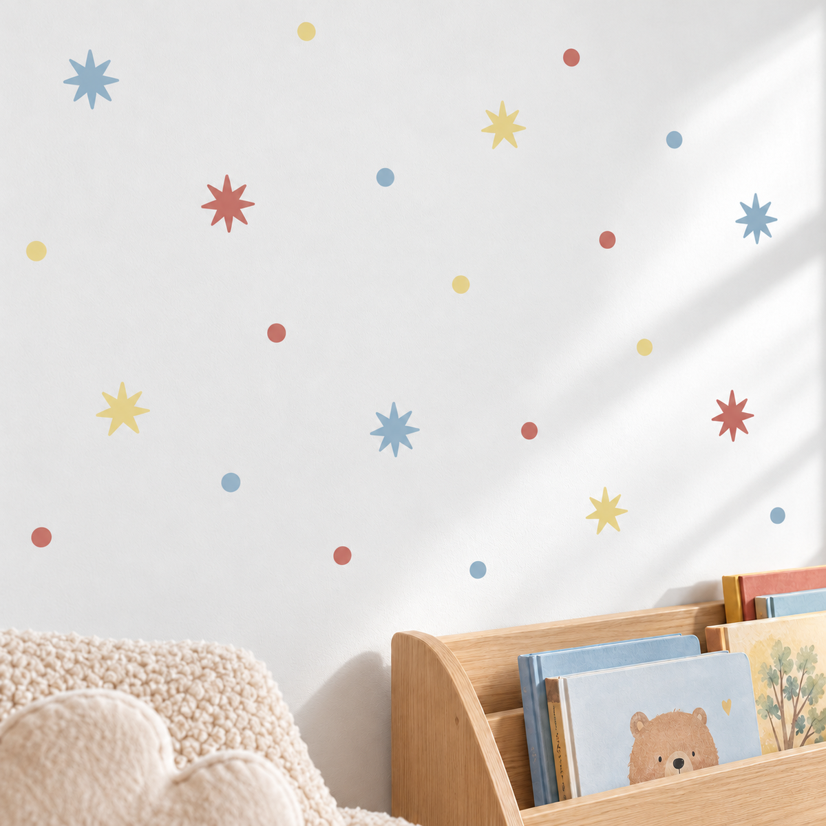 Star and Polka Dot Peel and Stick Fabric Wall Decals