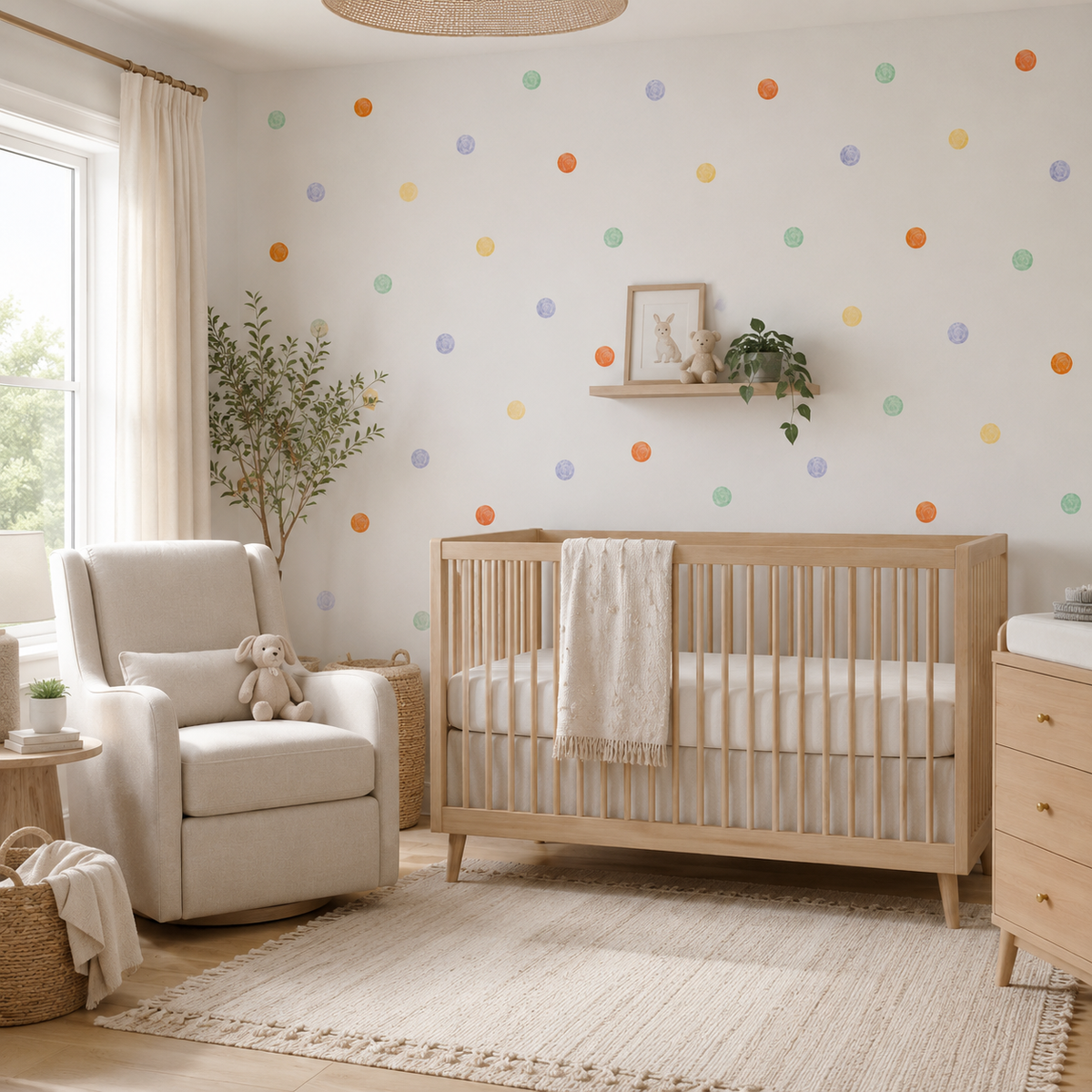 Rainbow Polka Dots Fabric Wall Decals