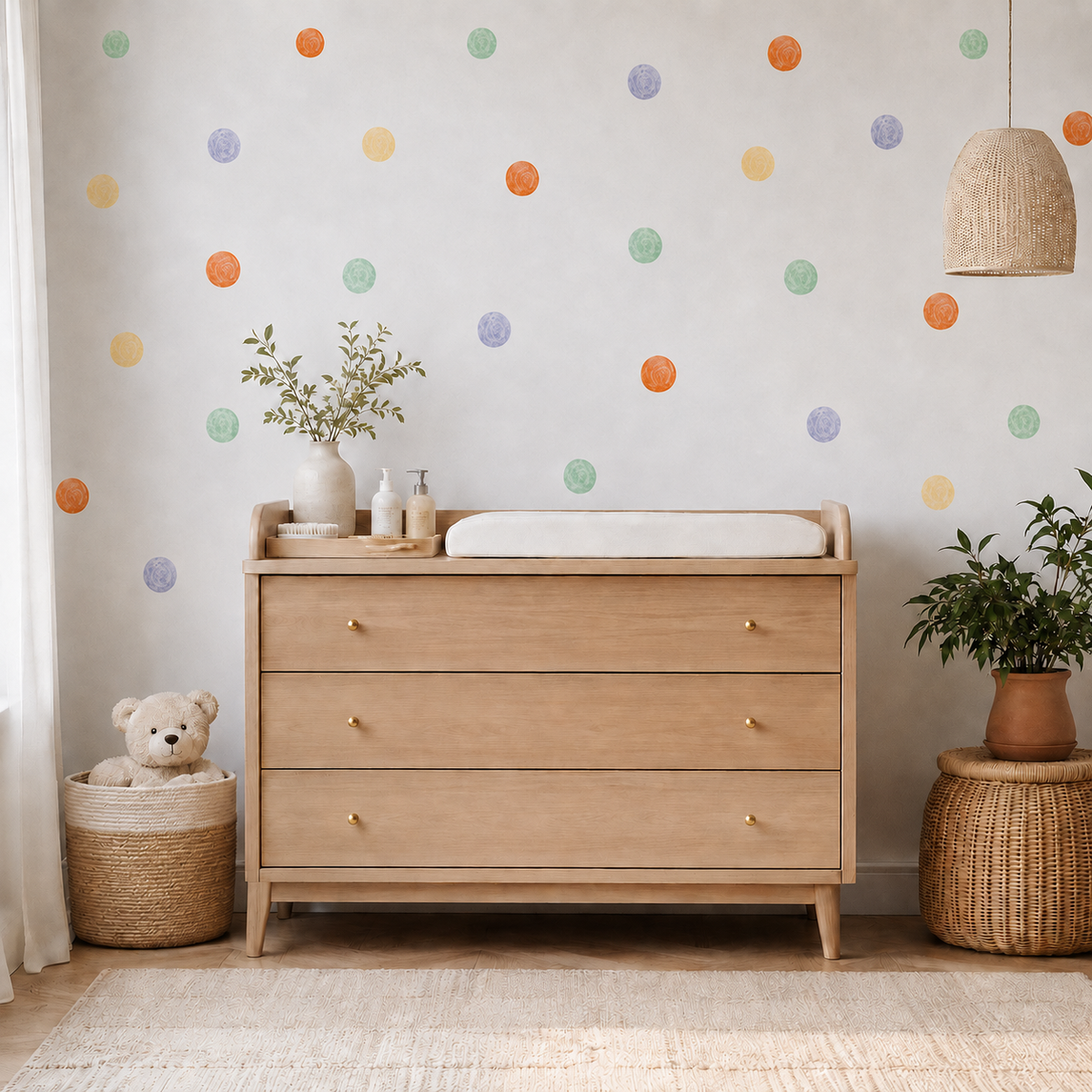 Rainbow Polka Dots Fabric Wall Decals