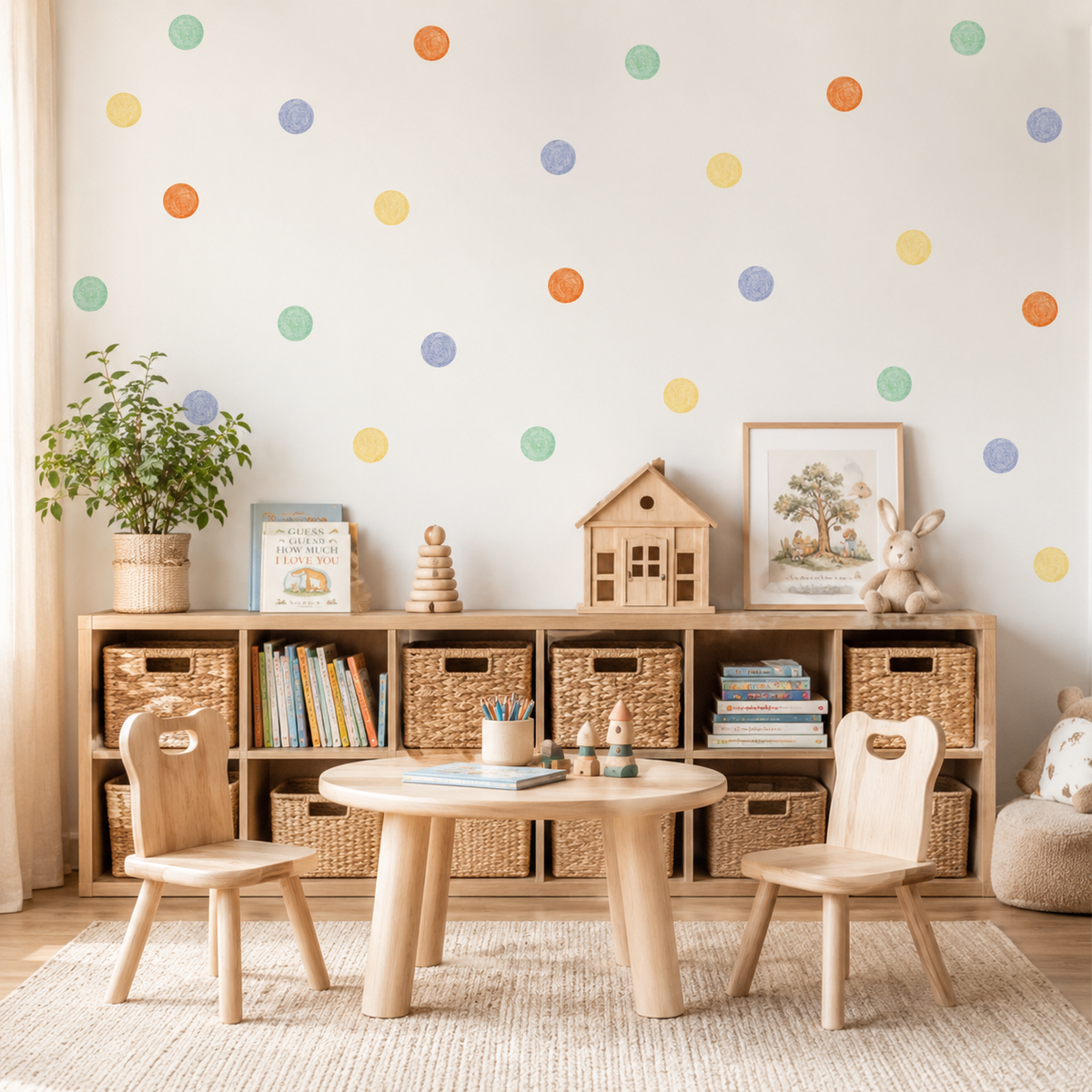 Rainbow Polka Dots Fabric Wall Decals