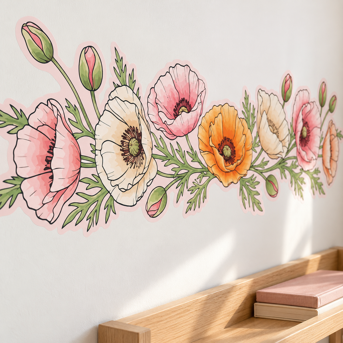 Poppy Floral Peel and Stick Fabric Wall Decal