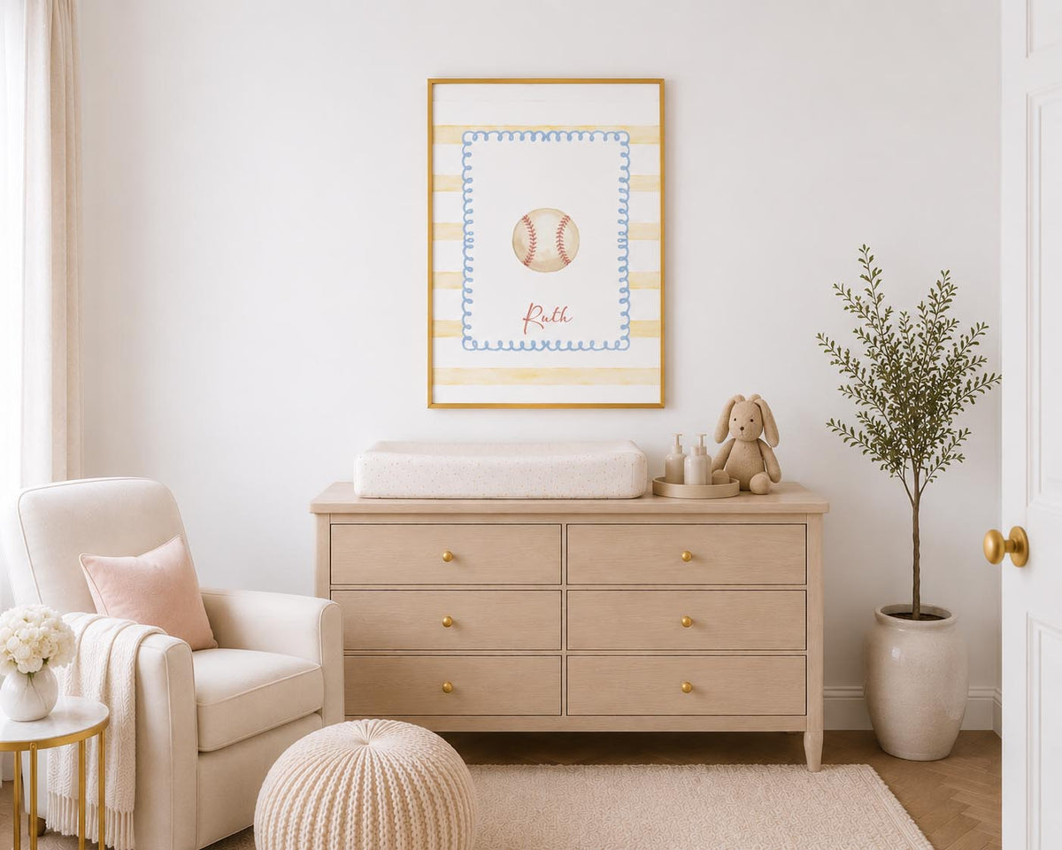 Personalized Baseball Fabric Wall Art