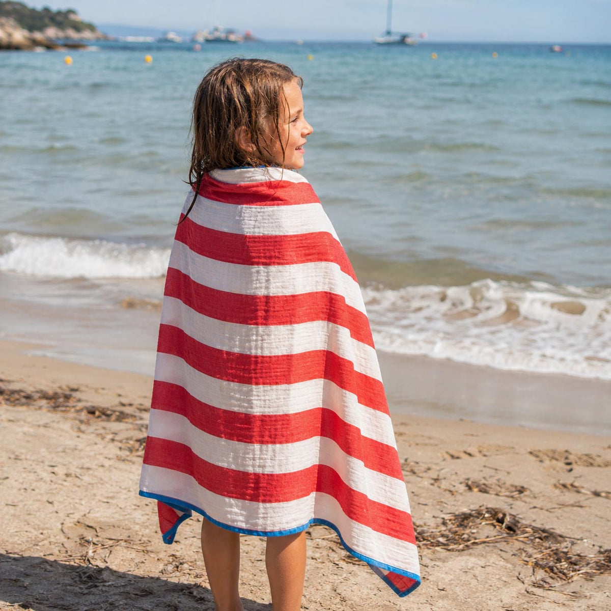 Red Striped Cotton Muslin Wrap product image 3 by Dos Junior