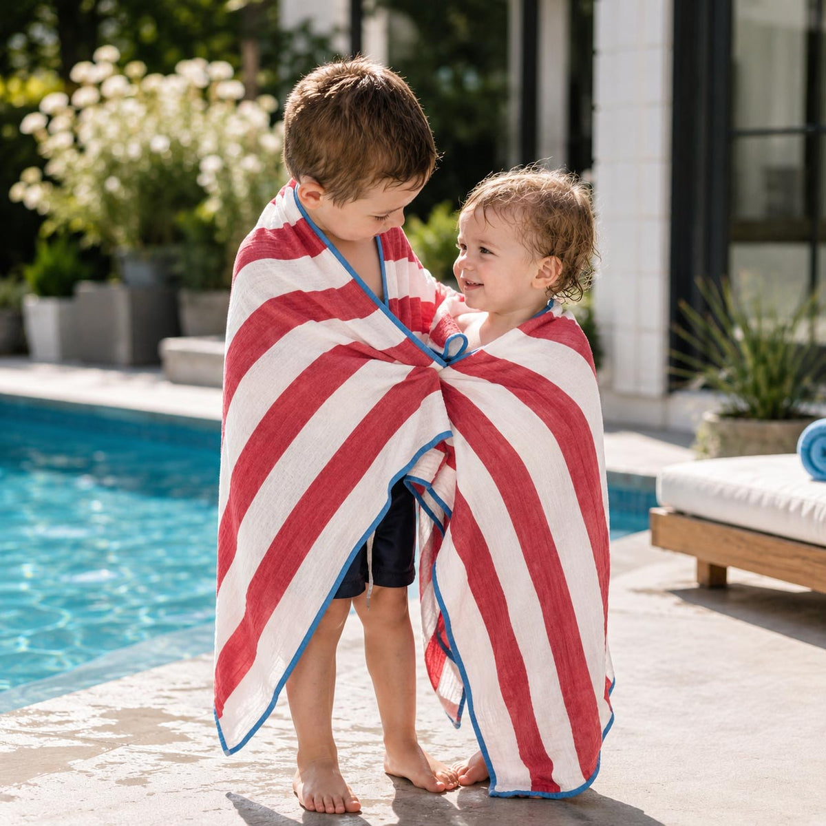 Red Striped Cotton Muslin Wrap product image 7 by Dos Junior