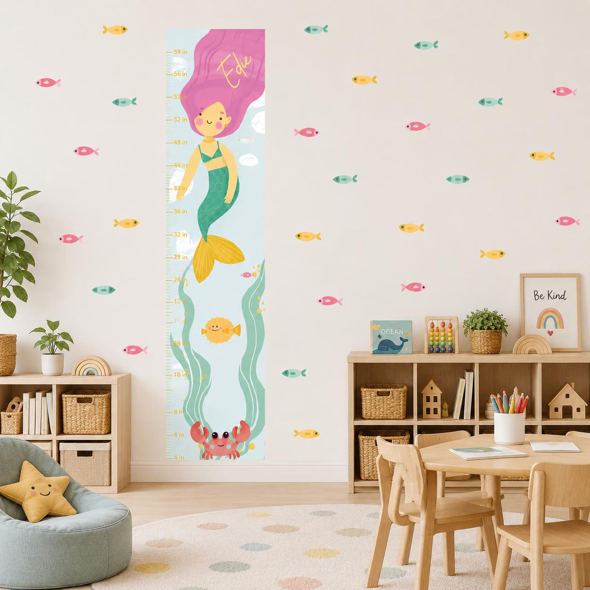 Personalized Mermaid Growth Chart Wall Decal