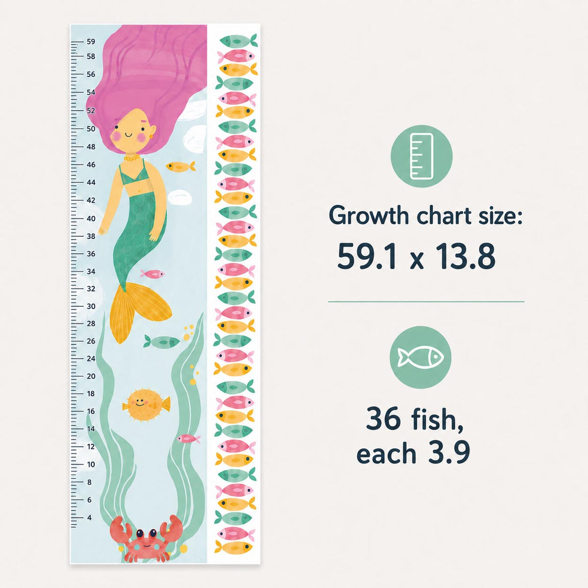 Personalized Mermaid Growth Chart Wall Decal product image 6 by Dos Junior