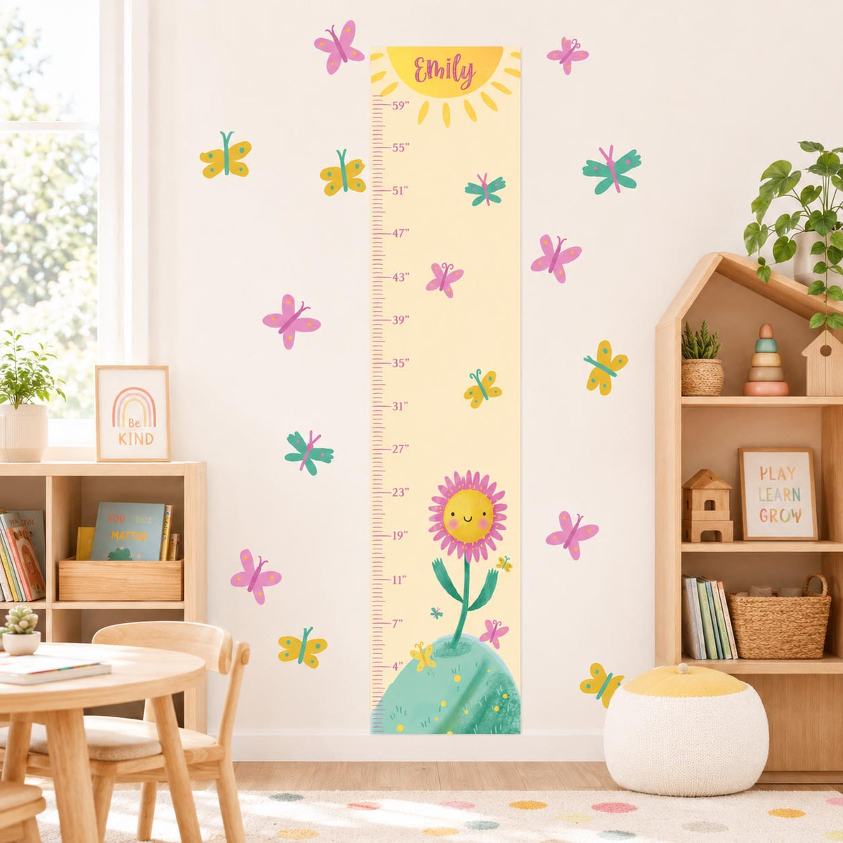 Personalized Pink Daisy Growth Chart Textile Decal product image 3 by Dos Junior
