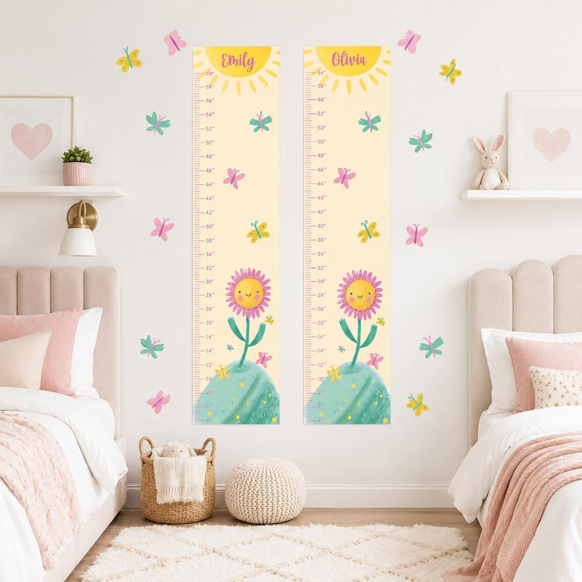 Personalized Pink Daisy Growth Chart Textile Decal product image 4 by Dos Junior