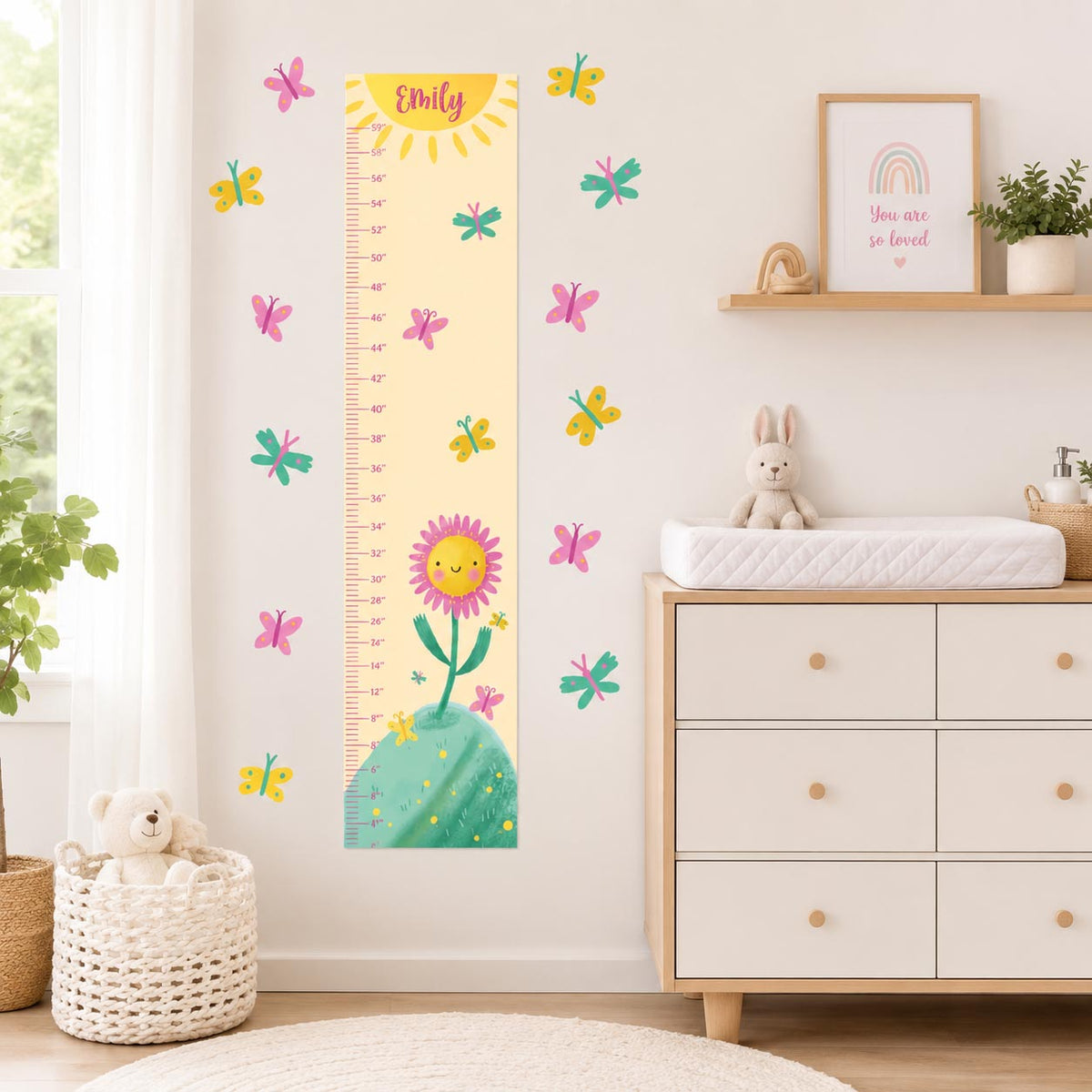 Personalized Pink Daisy Growth Chart Textile Decal product image 5 by Dos Junior
