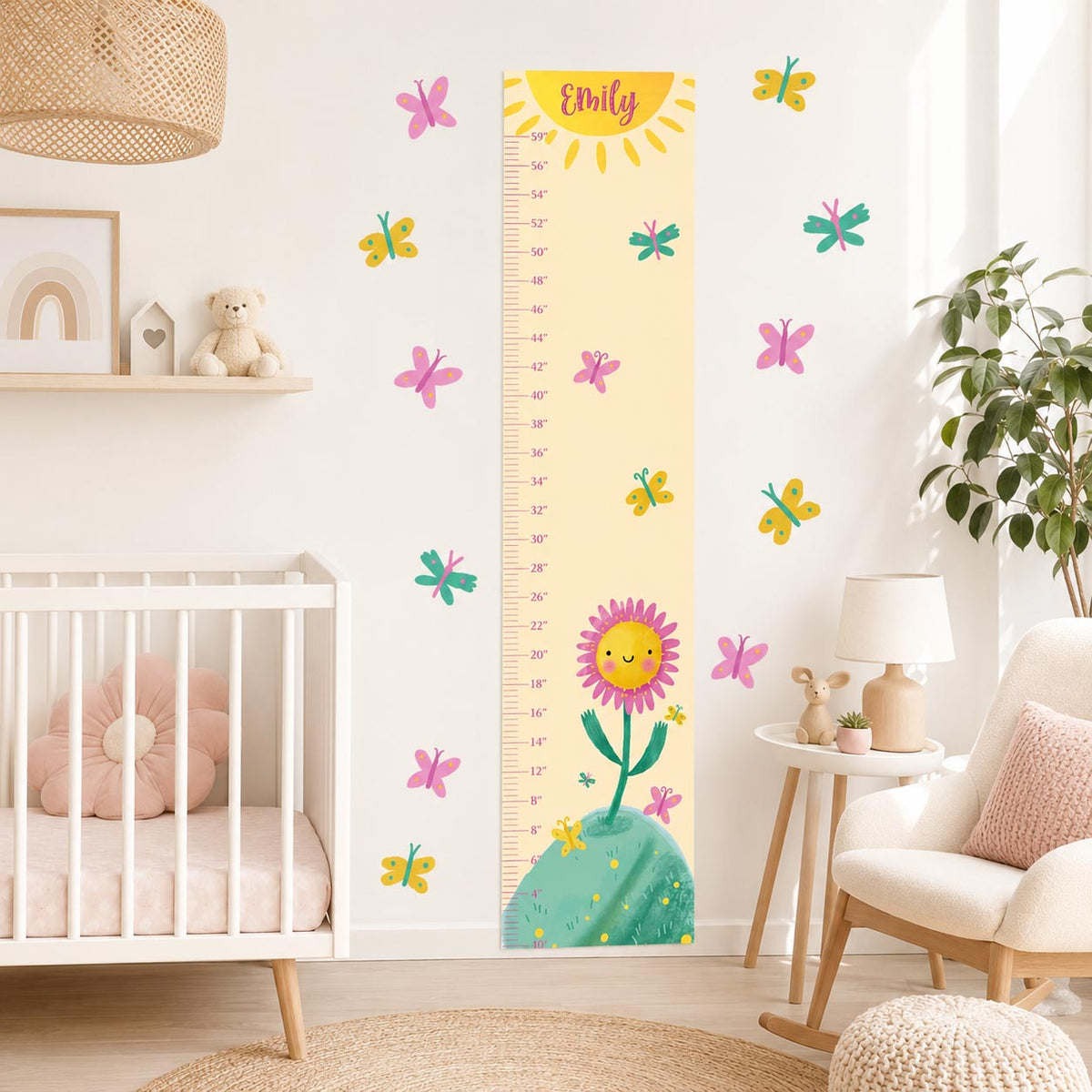 Personalized Pink Daisy Growth Chart Textile Decal product image 6 by Dos Junior