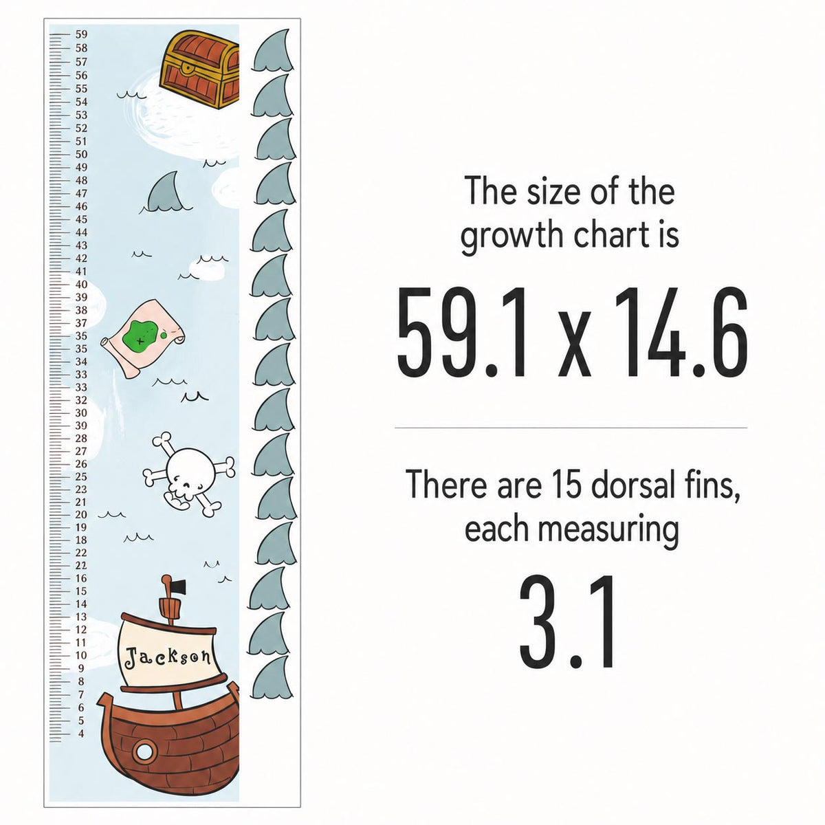 Personalized Pirate Growth Chart Textile Decal product image 7 by Dos Junior