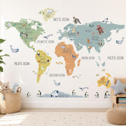 World Map Boho Brave Textile Decal for Kids Room by Dos Junior