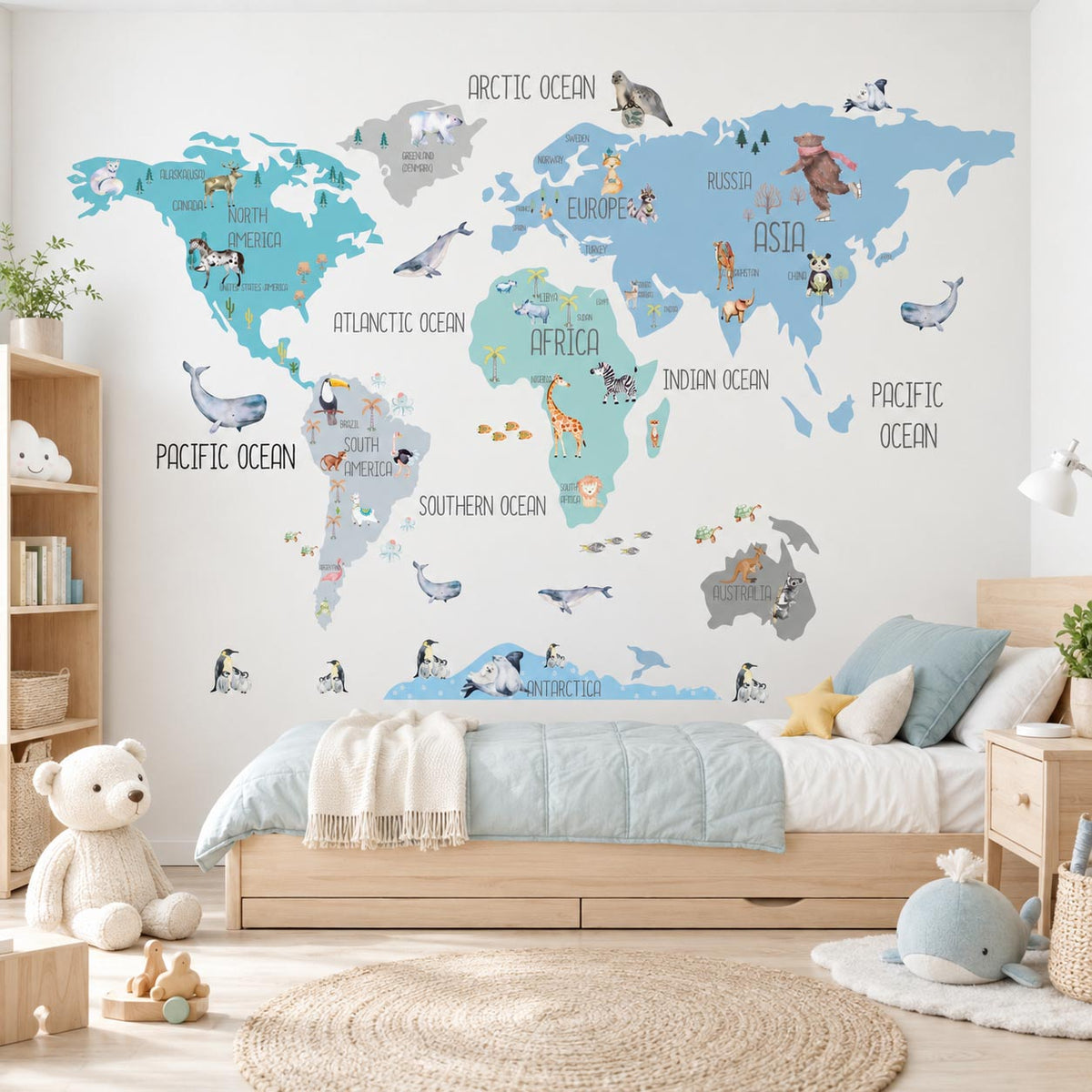 World Map Boho Kind Textile Decal for Nursery