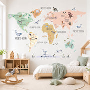 World Map Boho Love Textile Decal for Kids Room by Dos Junior