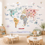 World Map Countries Dreamy Textile Decal for Kids Room by Dos Junior