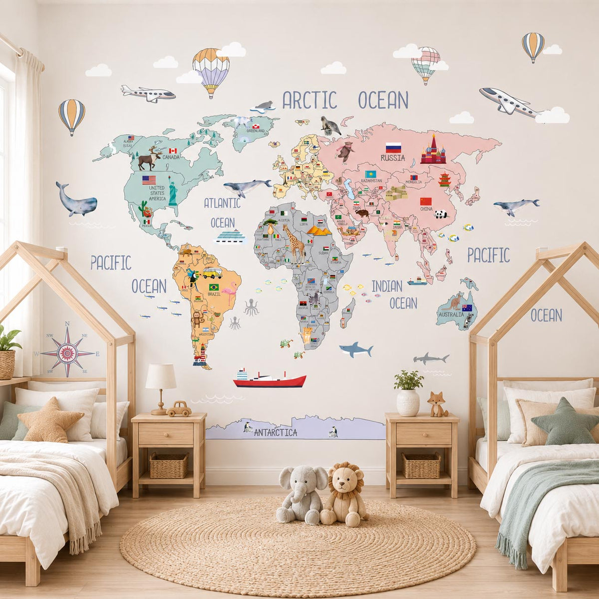 World Map Countries Dreamy Textile Decal for Kids Room product image 2 by Dos Junior