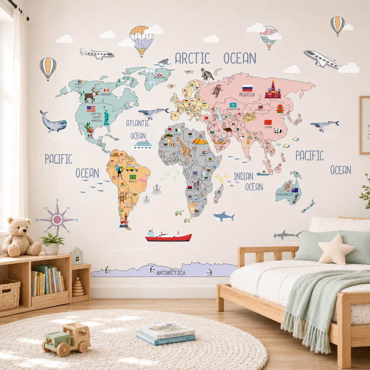 World Map Countries Dreamy Textile Decal for Kids Room product image 3 by Dos Junior