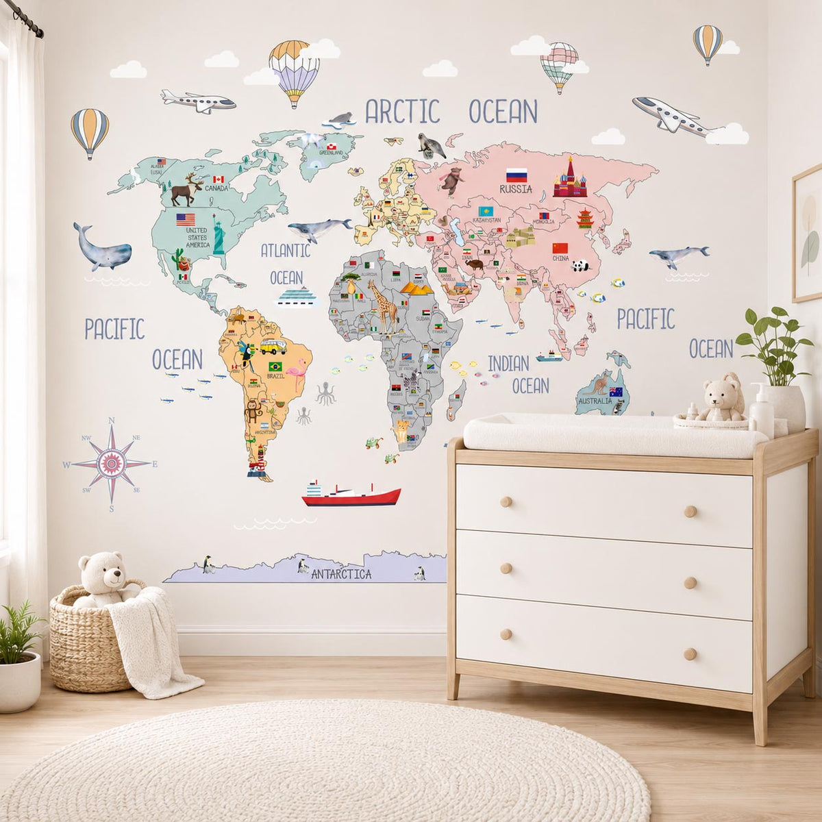World Map Countries Dreamy Textile Decal for Kids Room product image 4 by Dos Junior