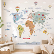 World Map Countries Sky Textile Decal for Kids Room by Dos Junior