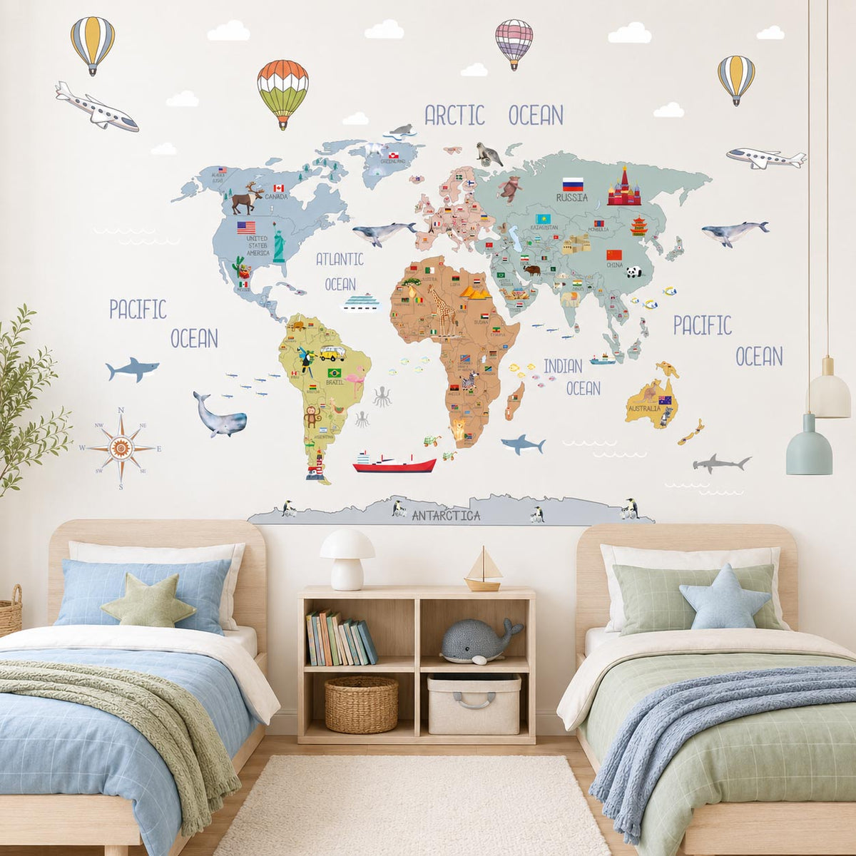 World Map Countries Sky Textile Decal for Kids Room product image 2 by Dos Junior