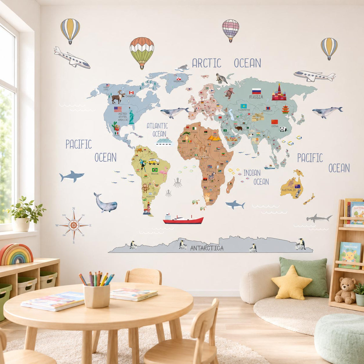 World Map Countries Sky Textile Decal for Kids Room product image 4 by Dos Junior
