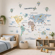 World Map Custom Sky Textile Decal for Nursery by Dos Junior