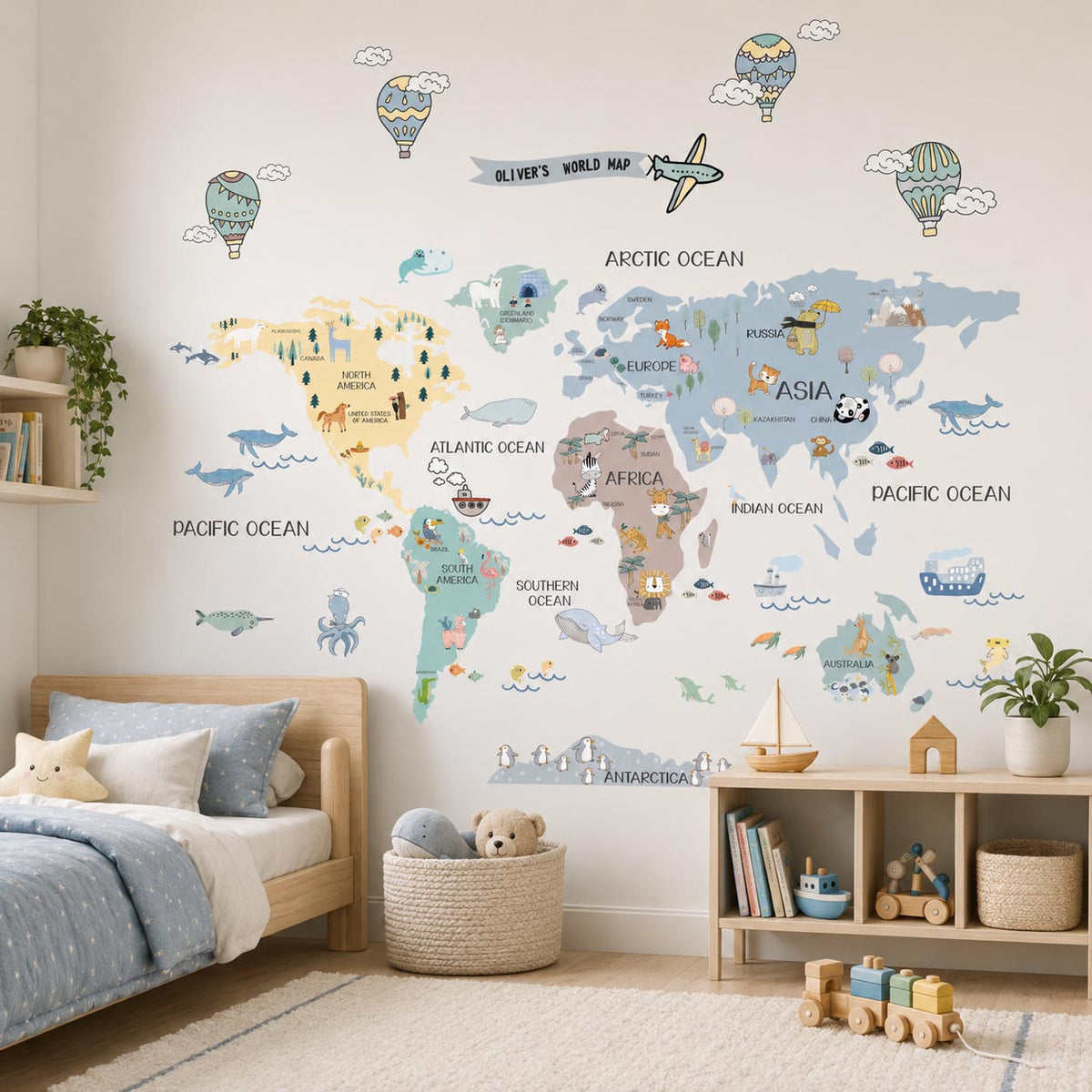 World Map Custom Sky Textile Decal for Nursery by Dos Junior