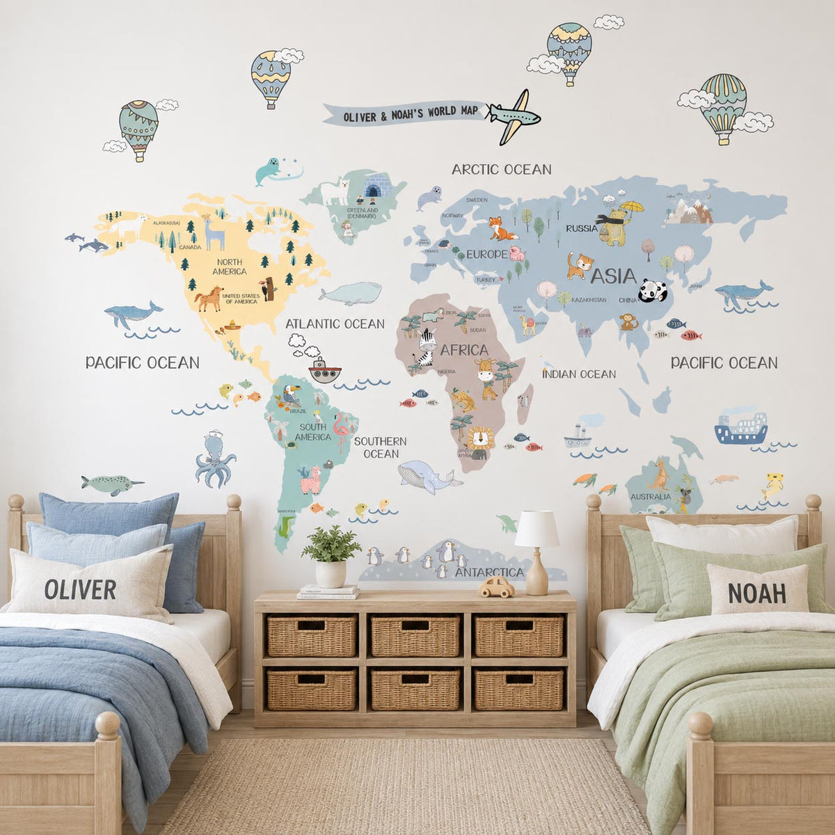 World Map Custom Sky Textile Decal for Nursery product image 3 by Dos Junior