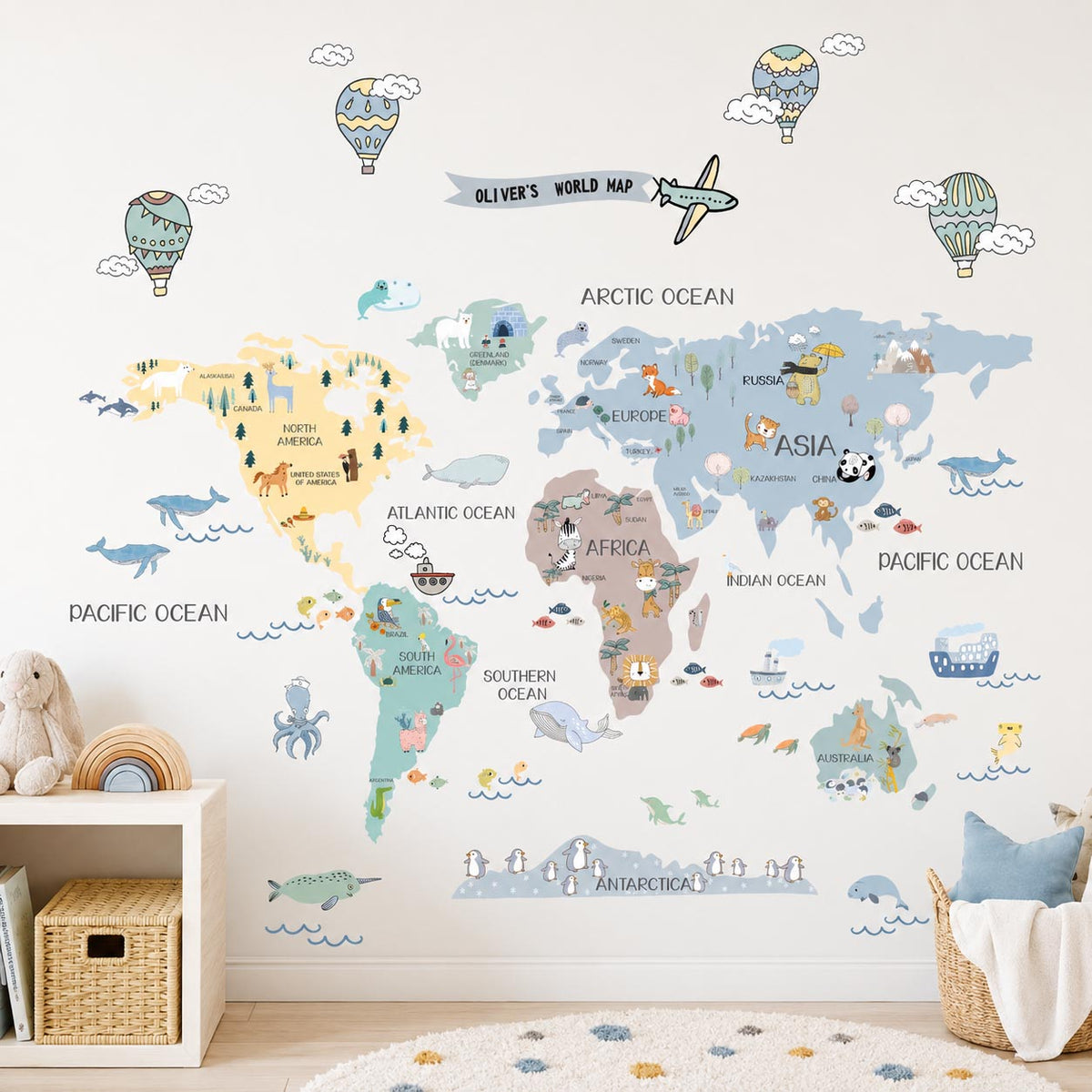World Map Custom Sky Textile Decal for Nursery product image 4 by Dos Junior